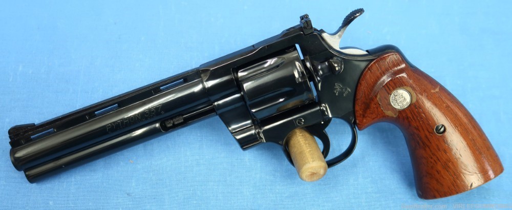 Colt Python 357 Magnum Blued 6” Double Action Boxed Custom Shop Grips 1982-img-2