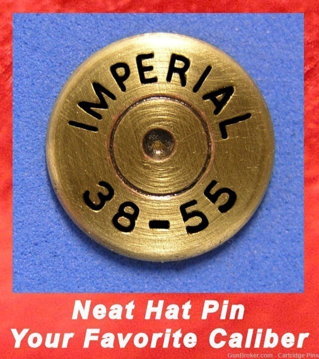 Imperial 38-55 WIN Brass Cartridge Hat Pin  Tie Tac  Ammo Bullet-img-0