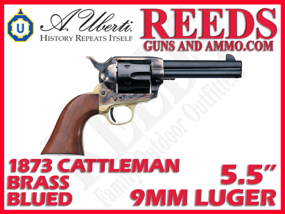 Uberti 1873 Single Action Cattleman Brass 9mm 5.5in 6 Shot 356211-img-0