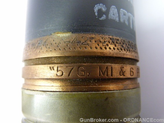 US WWII 57mm ANTI TANK GUN Armor Piercing Shell Round Cartridge inert-img-6