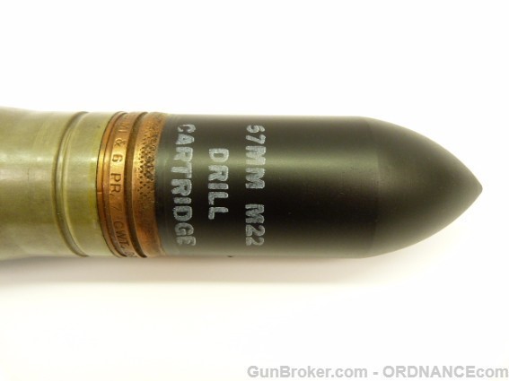 US WWII 57mm ANTI TANK GUN Armor Piercing Shell Round Cartridge inert-img-1