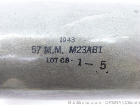 US WWII 57mm ANTI TANK GUN Armor Piercing Shell Round Cartridge inert-img-5
