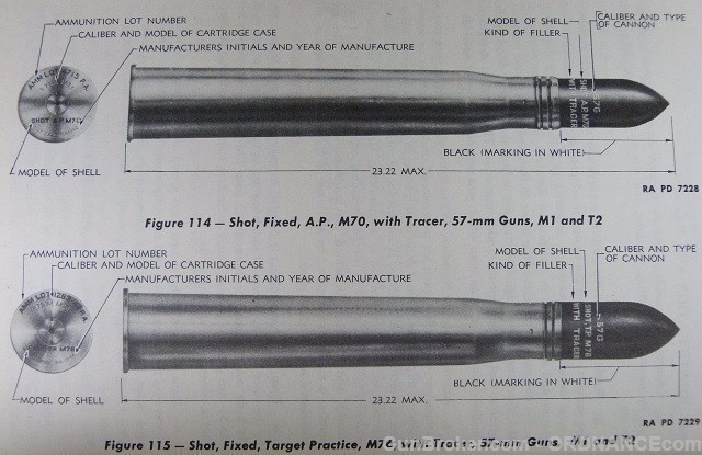 US WWII 57mm ANTI TANK GUN Armor Piercing Shell Round Cartridge inert-img-14