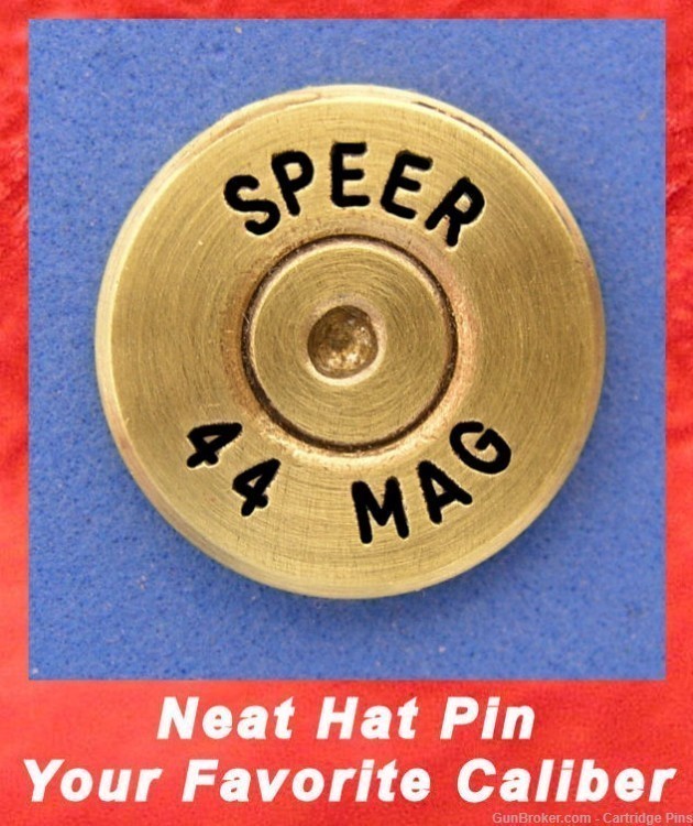 SPEER Brass 44 MAG Magnum  Cartridge Hat Pin  Tie Tac  Ammo Bullet-img-0