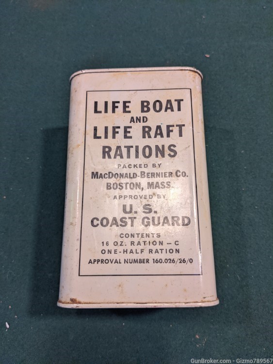 1957 U.S Coast Guard emergency Life Raft Rations Sealed Can Dated 1957-img-0