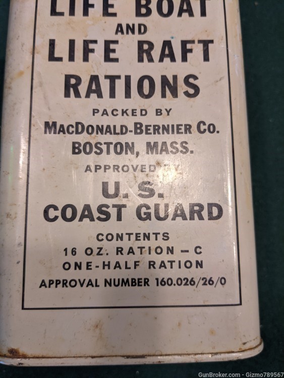 1957 U.S Coast Guard emergency Life Raft Rations Sealed Can Dated 1957-img-2