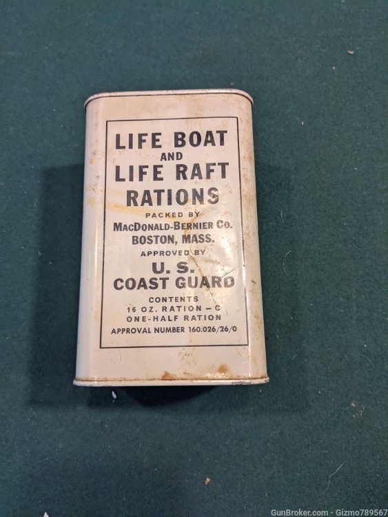 1957 U.S Coast Guard emergency Life Raft Rations Sealed Can Dated 1957-img-1