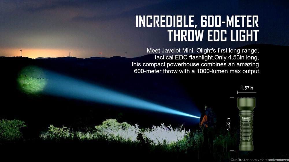 Olight Javelot Mini Black Long Range EDC Flashlight, 1000 Lumens, 600 Meter-img-14