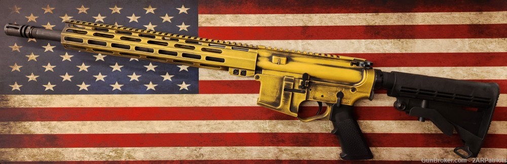 2AR Patriots poly AR-15 w/ all Mil-Spec parts & Distressed Yellow Cerakote-img-1