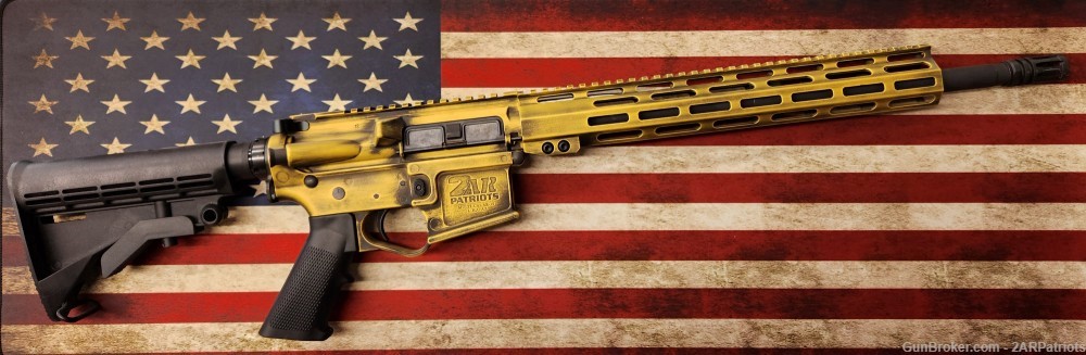 2AR Patriots poly AR-15 w/ all Mil-Spec parts & Distressed Yellow Cerakote-img-0