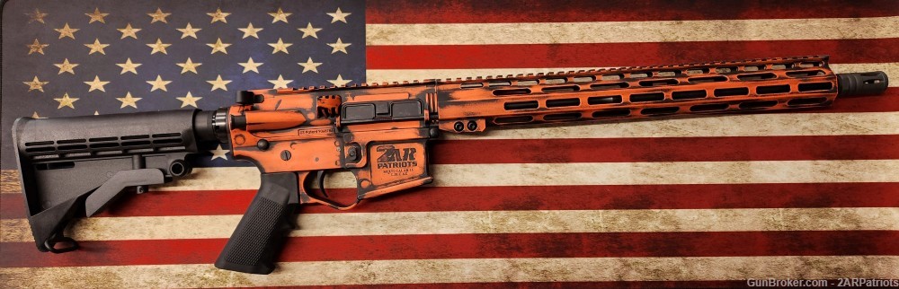 2AR Patriots poly AR-15 w/ all Mil-Spec parts & Distressed Orange Cerakote-img-0