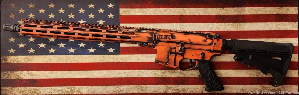 2AR Patriots poly AR-15 w/ all Mil-Spec parts & Distressed Orange Cerakote-img-1