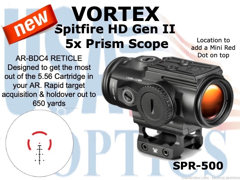 VORTEX, SPR-500, SPITFIRE HD GEN II 5x PRISM SCOPE-img-0