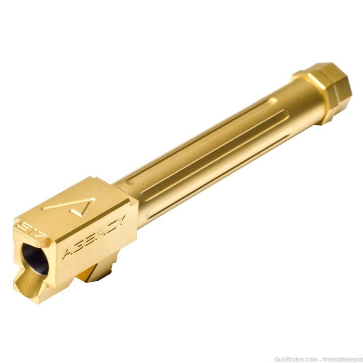 Agency Arms 9MM Threaded Fluted Gold TIN Barrel Glock 17 -img-0
