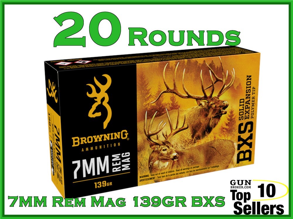 Browning BX Solid Expansion 7MM Rem Mag 139 GR BXS Ammo B192400071-img-0
