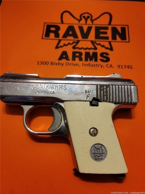 Raven / Phoenix Arms MP25, MP-25, P25, P-25 Faux Ivory Wood Grips (Flip Saf-img-2