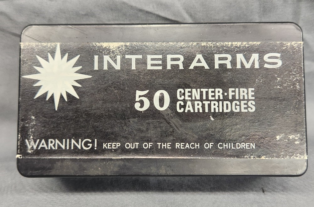 Interarms 7.62x25 (30 Mauser) ammunition full vintage box 50 rounds-img-0