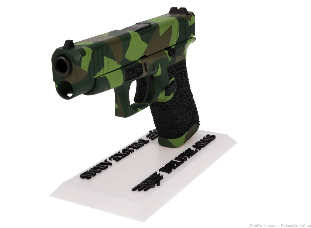 Custom CSS Glock 48 G48 Green Splinter Camo Cerakote with Grip Stipple M90-img-5