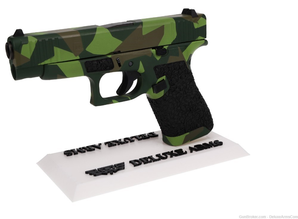 Custom CSS Glock 48 G48 Green Splinter Camo Cerakote with Grip Stipple M90-img-6