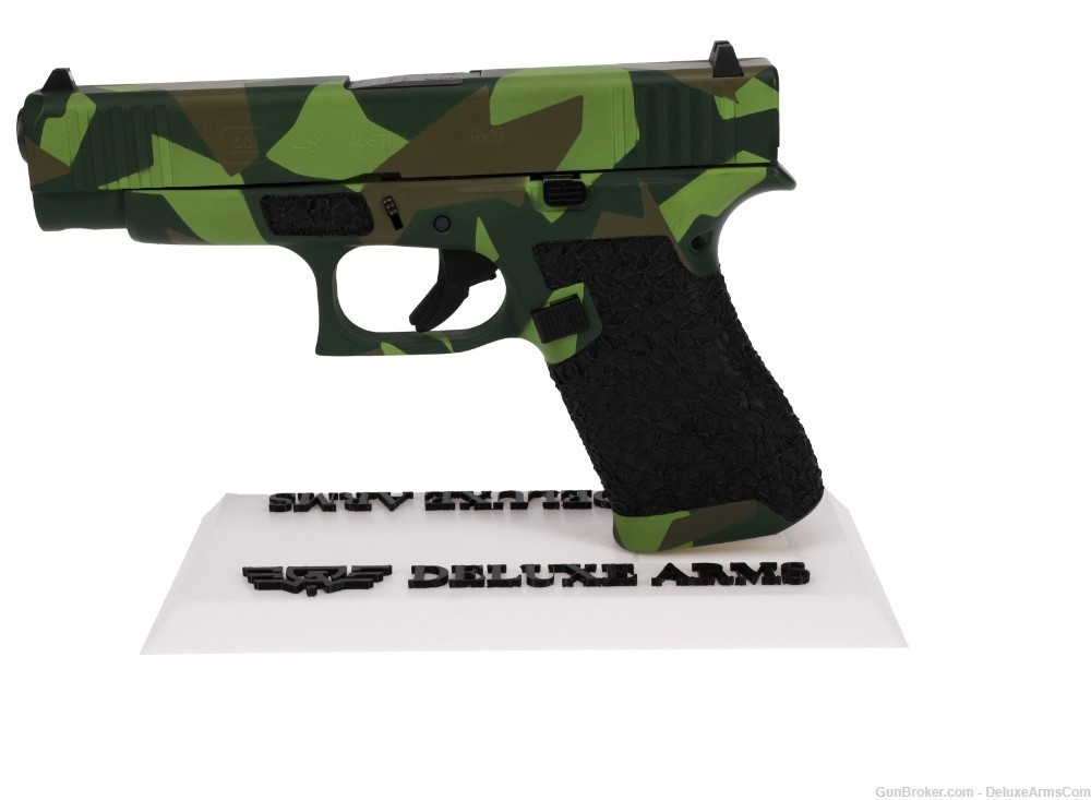 Custom CSS Glock 48 G48 Green Splinter Camo Cerakote with Grip Stipple M90-img-7