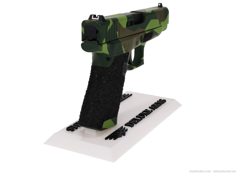 Custom CSS Glock 48 G48 Green Splinter Camo Cerakote with Grip Stipple M90-img-11