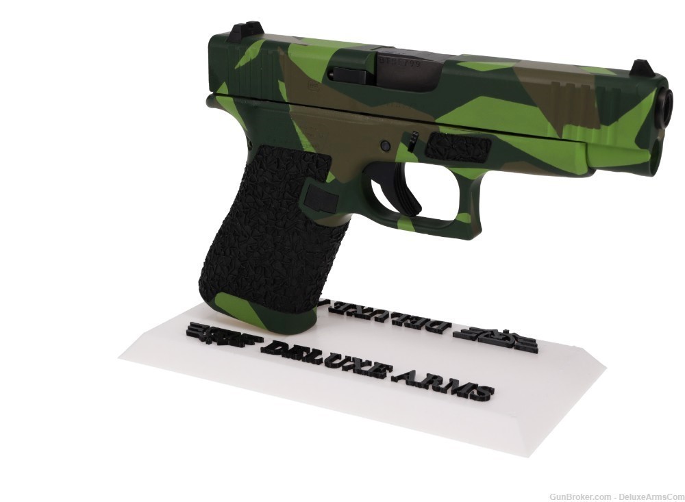 Custom CSS Glock 48 G48 Green Splinter Camo Cerakote with Grip Stipple M90-img-2