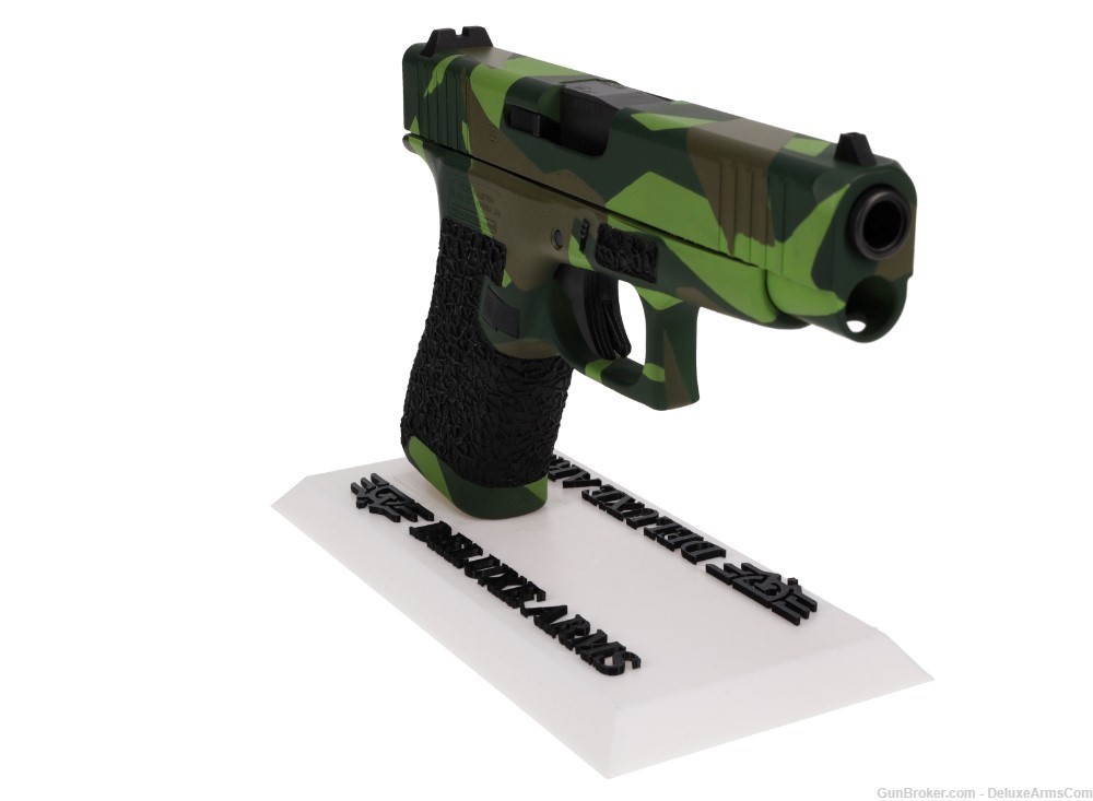 Custom CSS Glock 48 G48 Green Splinter Camo Cerakote with Grip Stipple M90-img-3
