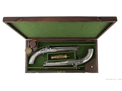 Cased Pair of Charles Lancaster All Metal Percussion Pistols (AH5879)