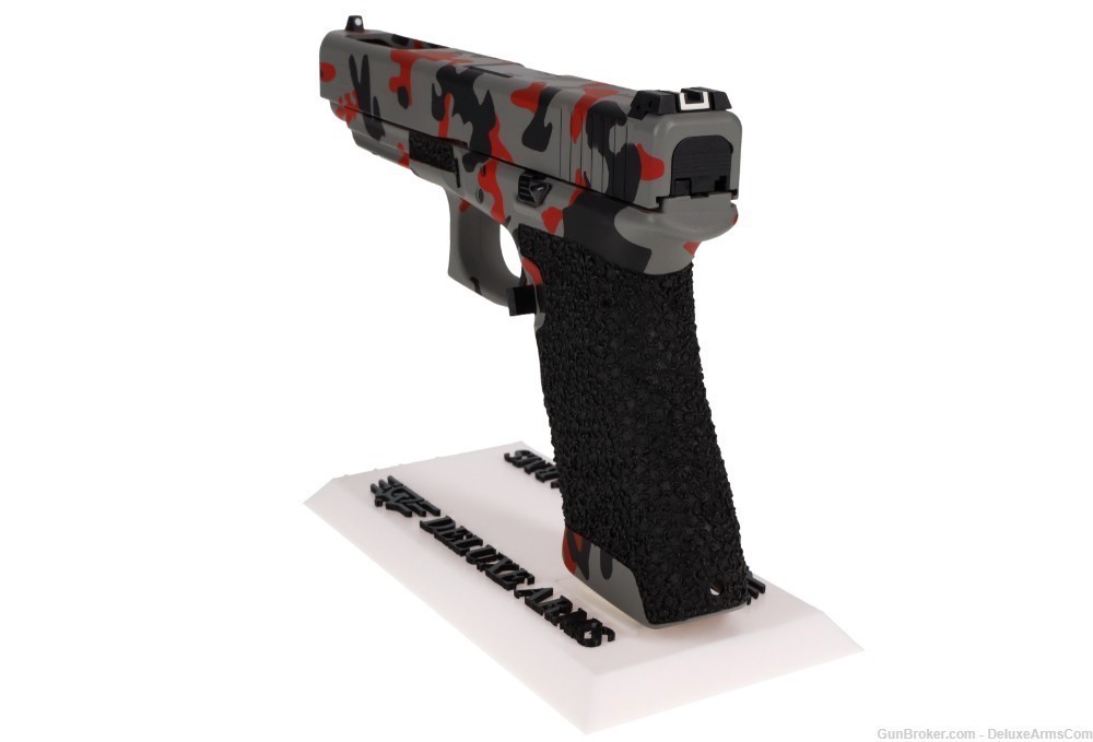 Custom CSS Glock 34 G34 Red Urban Woodlands Camo Cerakote with Grip Stipple-img-9