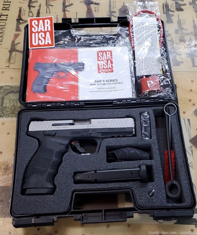 SAR USA SAR9ST Stainless 9mm Pistol NEW w/case Sarsilmaz-img-0