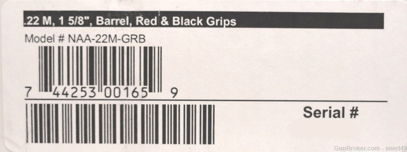 NAA 22 Mag 1.625” Bbl SS Red/Black Laminated Grips 5 Rd Lockbox NAA-22M-GRB-img-5