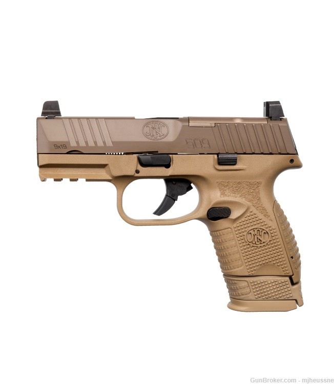 FN 509 C FDE 9mm 12/15 Rd mags, slide cut out for red dot, co-witness sight-img-1