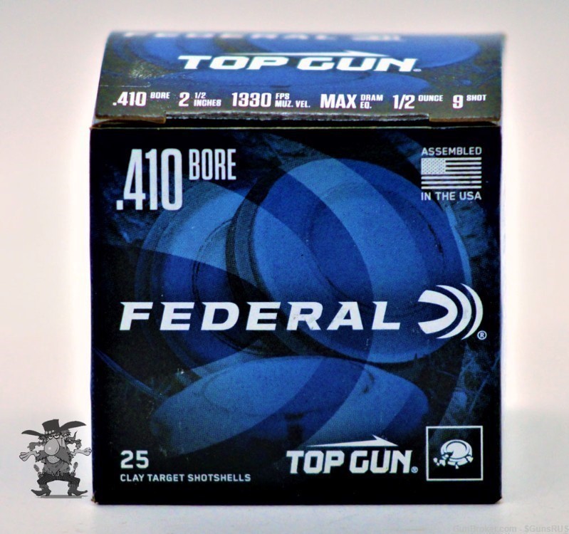 410 FEDERAL TOP GUN .410 SHOTSHELLS  No.9 Shot .50 oz 2..5" 1330FPS 25 RDS-img-1