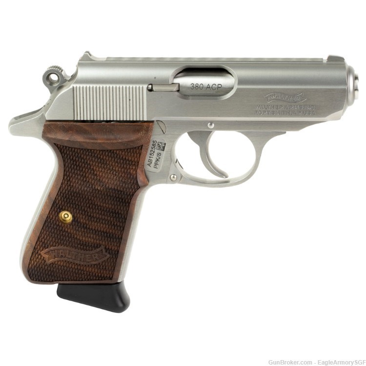 NEW! Walther PPK/S Stainless 380acp Walnut 4796004WG - FREE SHIP, NO CC FEE-img-1