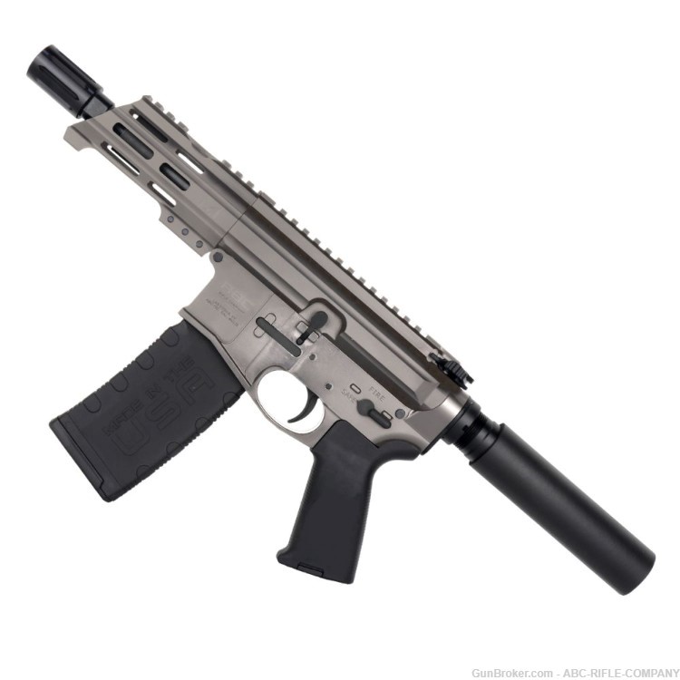 AR15 Micro 556 NATO Pistol Billet5" Barrel Custom M-Lok Handguard -Tungsten-img-1