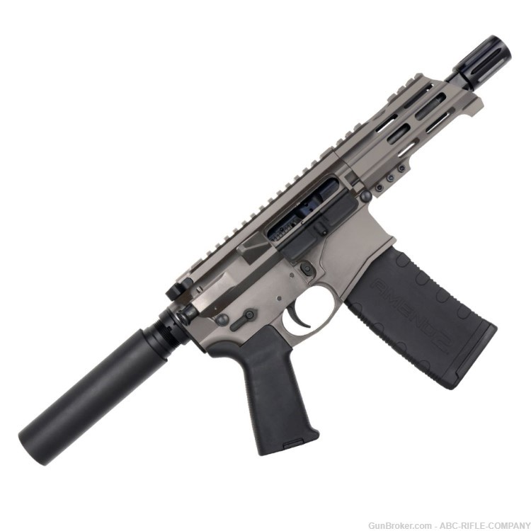 AR15 Micro 556 NATO Pistol Billet5" Barrel Custom M-Lok Handguard -Tungsten-img-0