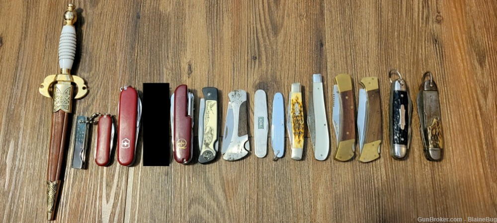 15 Pieces Vintage Assorted Pocket Knives Multi Tools Arabian Sword Lot-img-0