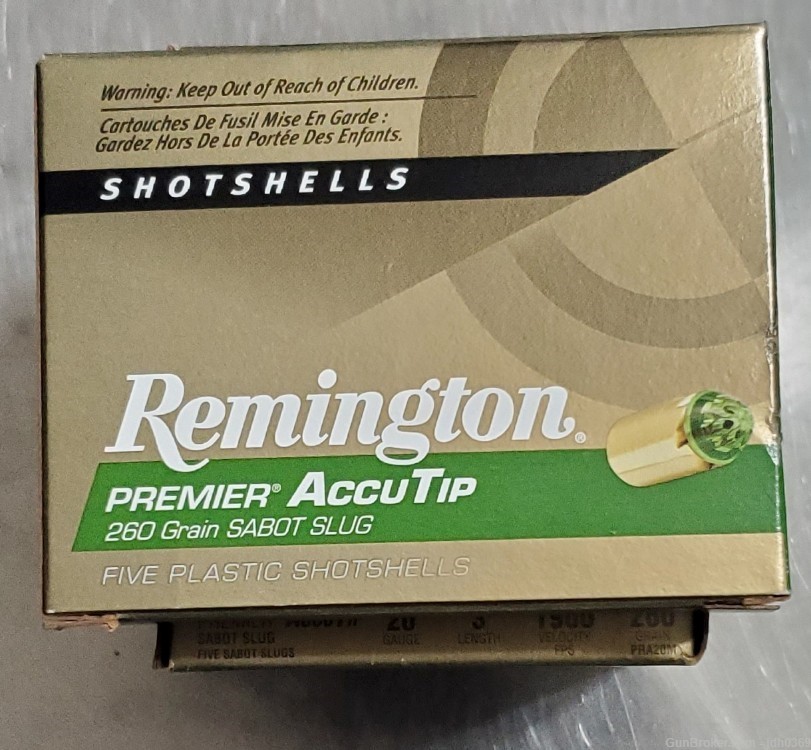 25 Rounds of Remington 20 GA Premier AccuTip 3" Sabot Slug-img-1