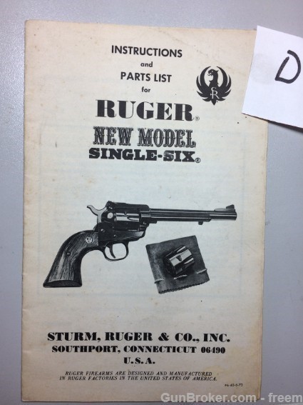 Ruger New Model Single-Six factory  Manual-img-0