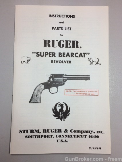 Ruger  SUPER  BEARCAT   revolver   manual-img-0