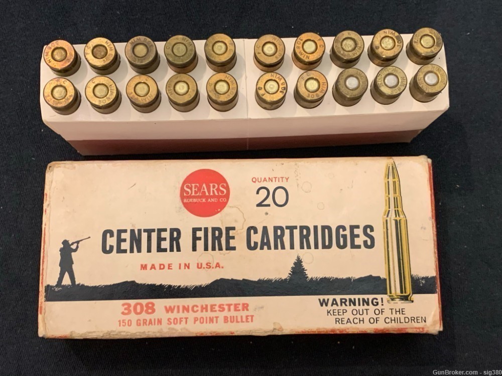 VINTAGE SEARS 308 WIN 150GR. SP AMMO / BOX OF 20RD-img-0