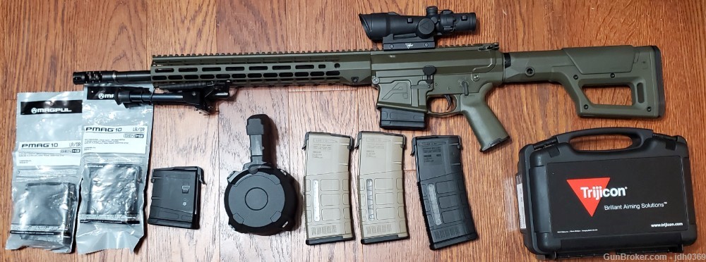 Aero Precision M5 in ODG with Trijicon ACOG and extras-img-0