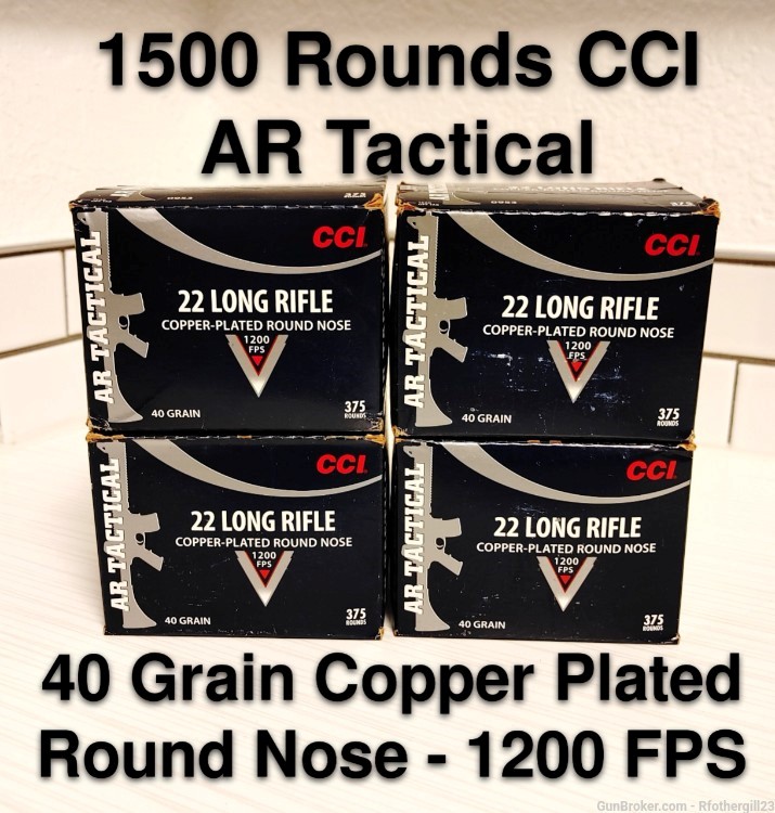 1500 Rounds CCI AR Tactical 22 Long Rifle 40 Grain Copper Plated Round Nose-img-0