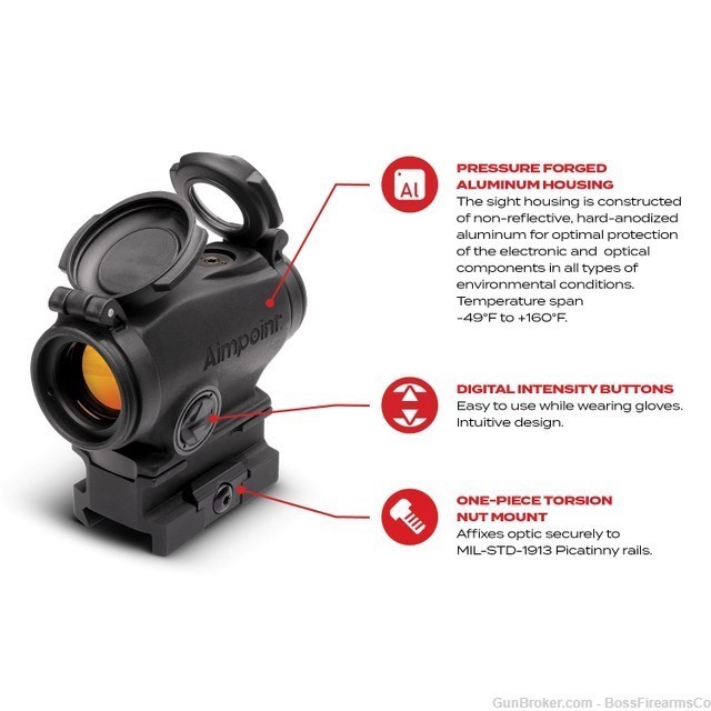 Aimpoint Duty RDS 2 MOA Red Dot Sight - One-piece Torsion Nut Mount 200759-img-5
