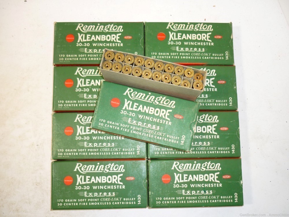 20ct - 1959 - 30-30 - VINTAGE Remington Kleanbore NEW BRASS Casings - w/BOX-img-1