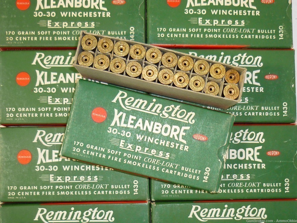 20ct - 1959 - 30-30 - VINTAGE Remington Kleanbore NEW BRASS Casings - w/BOX-img-2