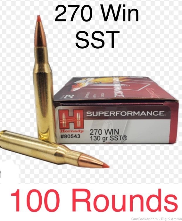 270 Win Hornady SST 100 ROUNDS 130 GRAIN superperformance No CC Fee-img-1