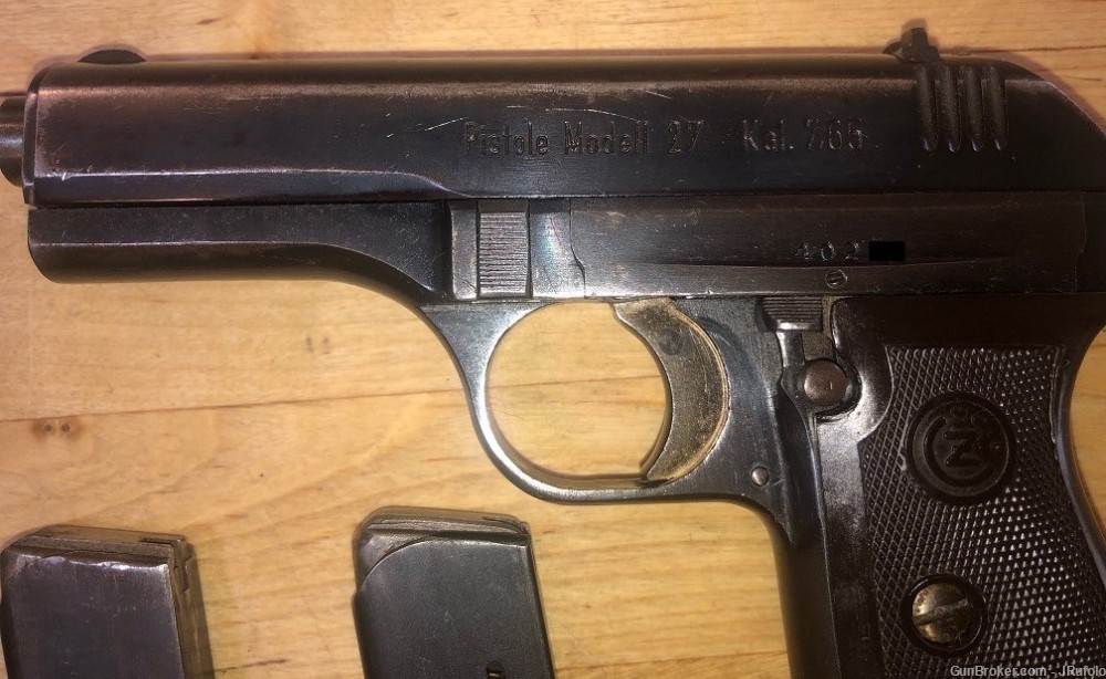Original WWII German CZ27 – Vz27 Pistol Rig w/Holster & 2 Magazines-img-2