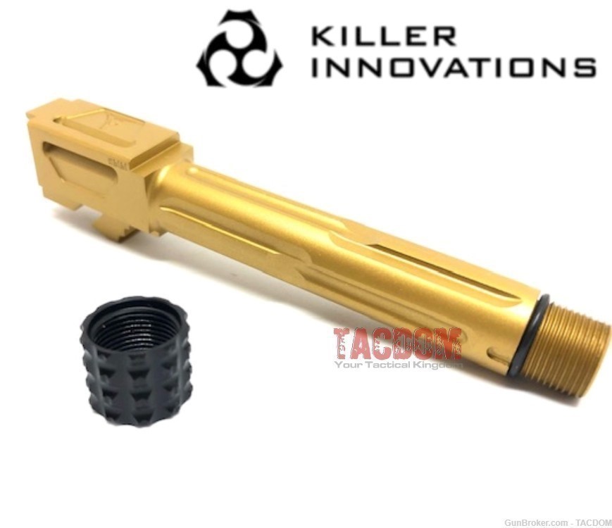 Killer Innovations GLOCK 19 GOLD TIN Threaded Barrel 9mm 1/2x28 Thread P80 -img-3