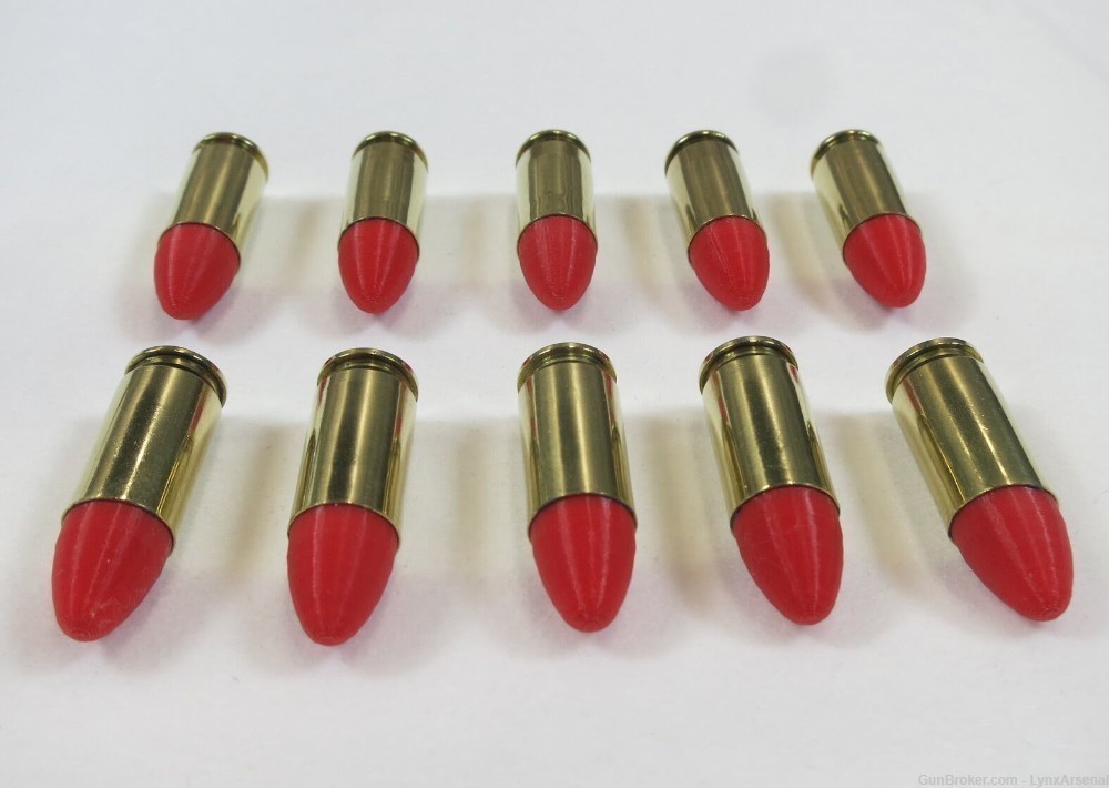 9mm Luger Brass Snap caps / Dummy Training Rounds - Set of 10 - Red-img-5